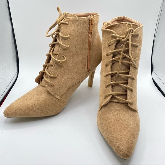 Elegant Tan Lace-Up Ankle Boots EU39 - NEW - Never Worn - Picture 5 of 14